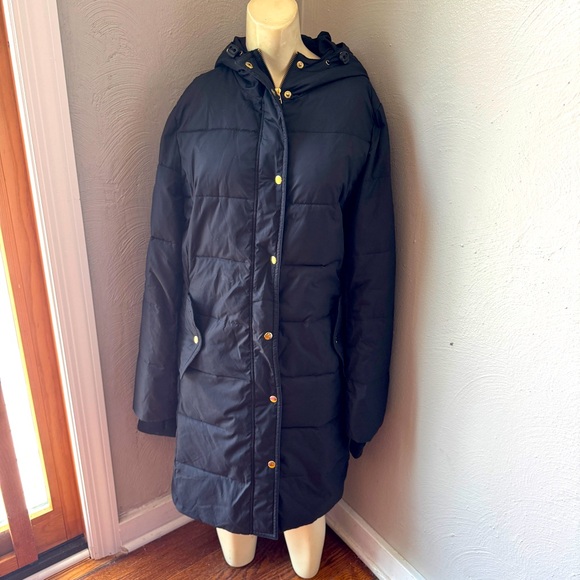 J.crew mercantile hooded puffy parka size med,black, polyester - Picture 1 of 13